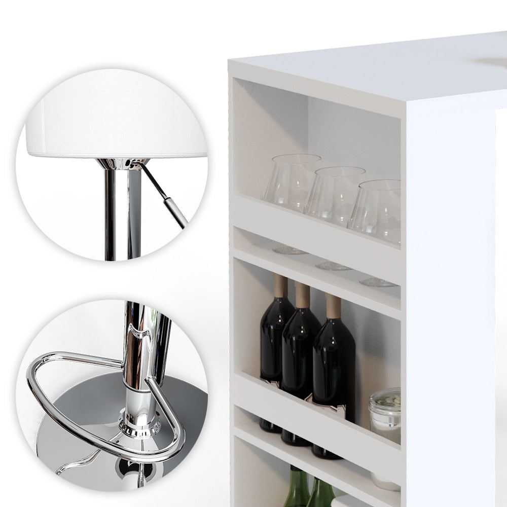 Vicco Tavolo bar con sgabelli Bianco 57 x 117 cm con 2 sgabelli da bar