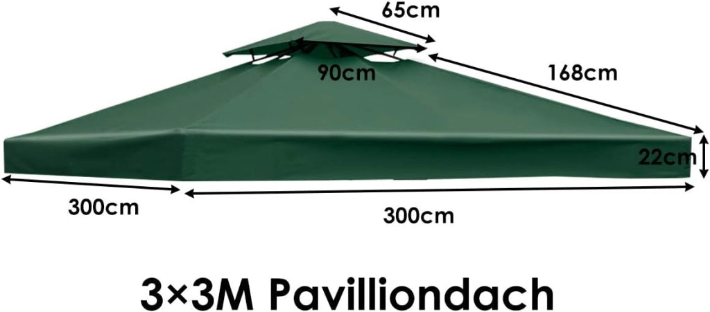 Tetto di Ricambio per Gazebo da Giardino Copertura di Ricambio Gazebo 3 x 3 m (Verde)