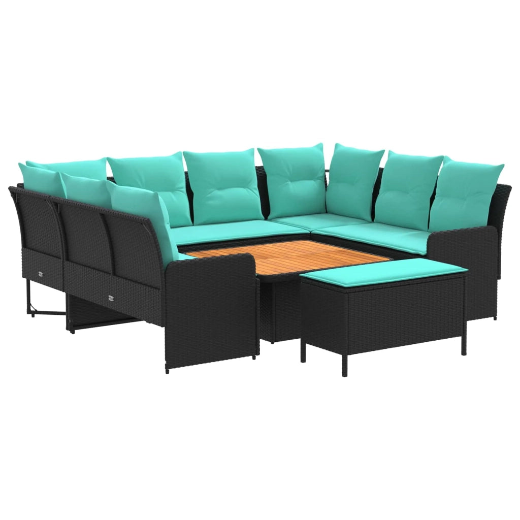 Set di Mobili 7 pz Nero e Turchese Rattan in PE 3422194