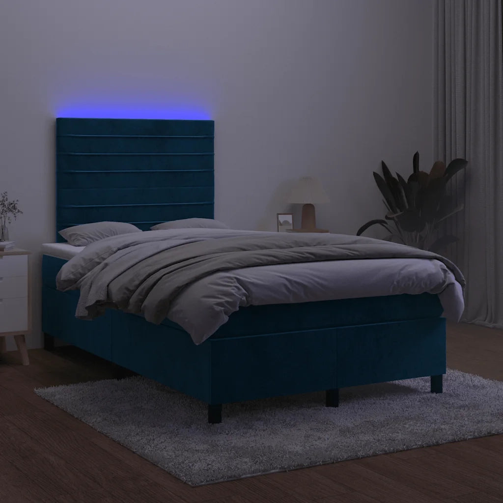 Letto a Molle con Materasso e LED Blu Scuro 120x200cm 3136177