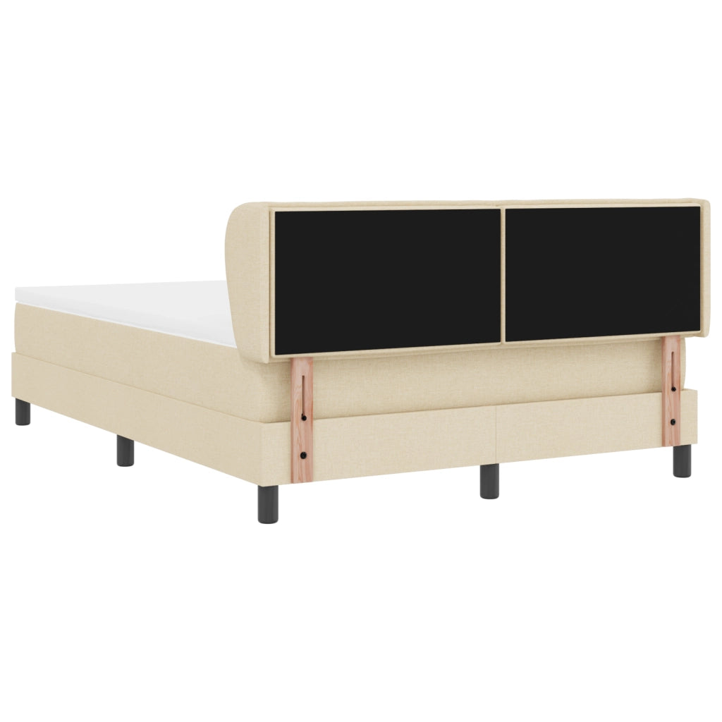 Letto Box Spring con Materasso Crema 140x190 cm Tessuto