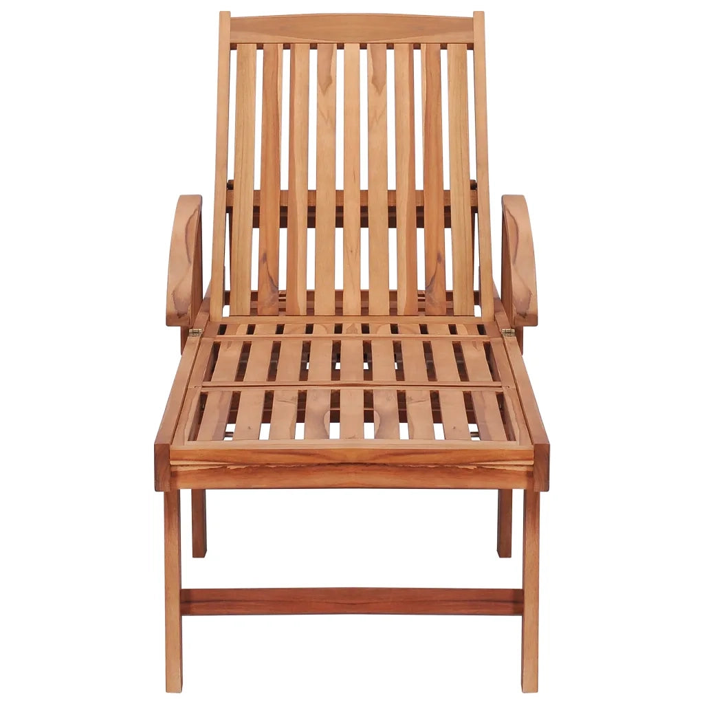 Lettini Prendisole 2 pz con Tavolo e Cuscino Beige in Teak