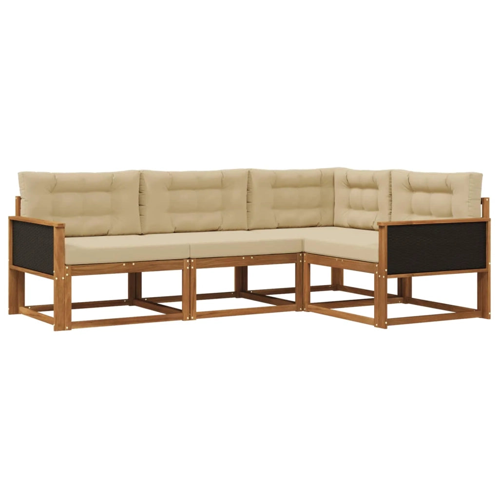 Set di divani da esterno 4 pz Naturale e Beige 3382516