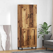 Credenza 2 pz-Set di 2 Buffet-Armadio da cucina Legno vecchio Legno Stratificato e Vetro 756682