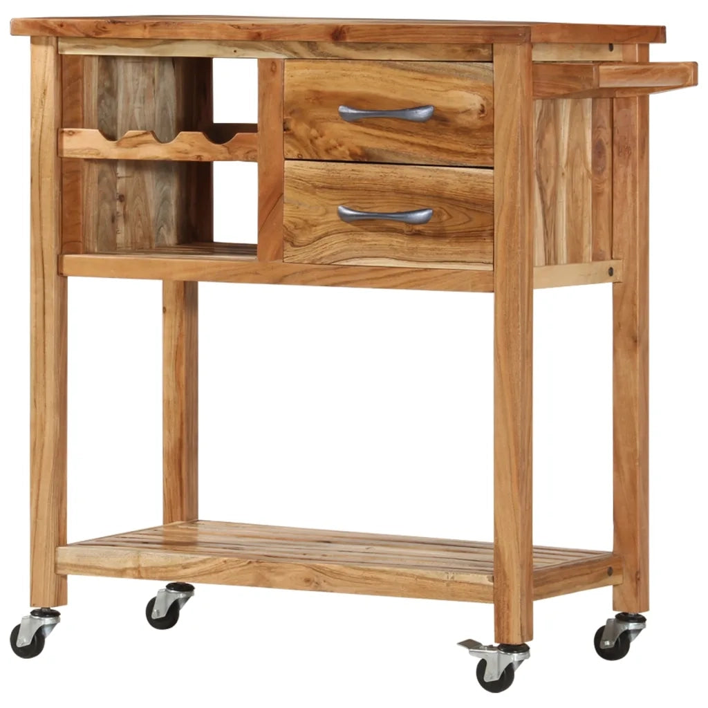 Carrello da Cucina 80x45x91 cm in Legno Massello di Acacia 282754