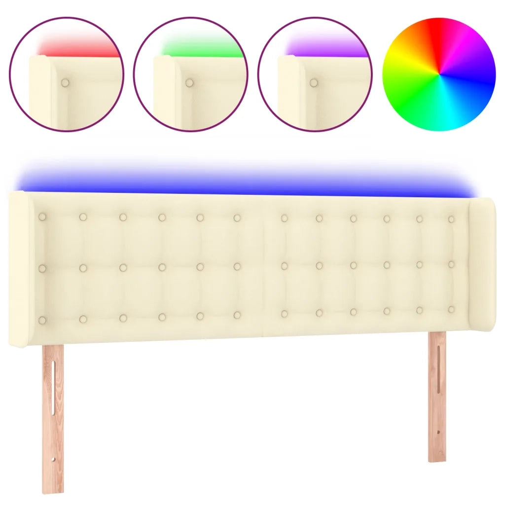Testiera | Testata a LED Crema 147x16x78/88 cm in Similpelle
