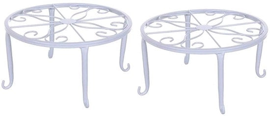 Supporto per piante in metallo, sostegno per vaso in ferro battuto, sedile per piante per esterno, sedile per vaso per esterno, supporto per vaso in metallo bianco, rampa per piante, adatto a tutti i vasi per piante piccoli