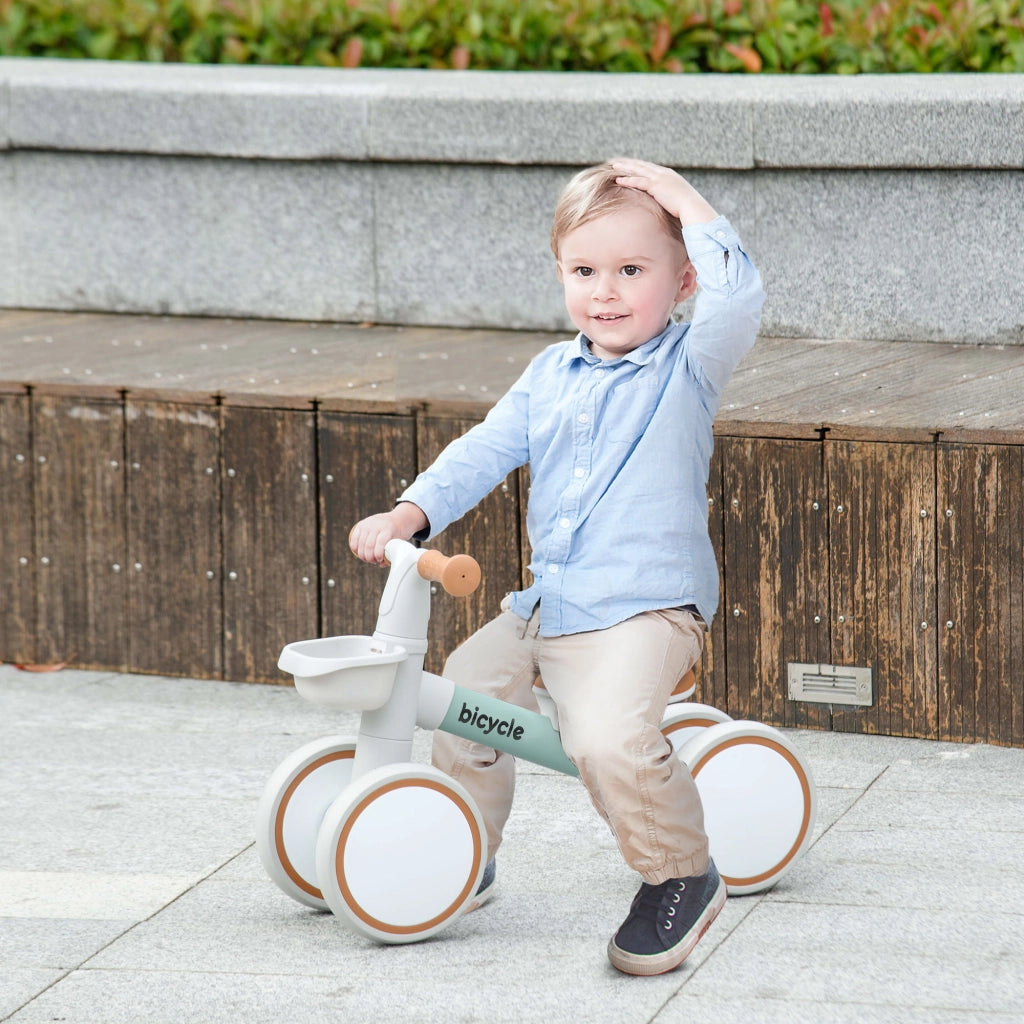 Bicicletta senza pedali per bambini ¨C zephmum ¨C verde/bianco, sedile regolabile, 1-3 anni