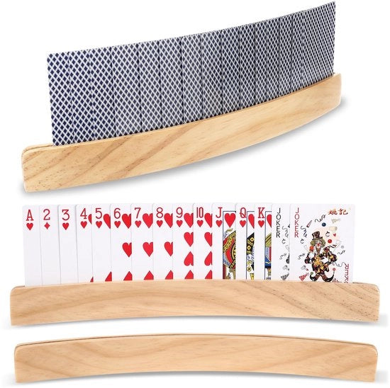 Set di 2 supporti per carte da gioco per bambini, supporto per carte da gioco in legno 33 cm, supporto per carte da gioco per bambini, supporto per carte da gioco senza mani, supporto per carte da gioco per bambini, anziani, adulti.