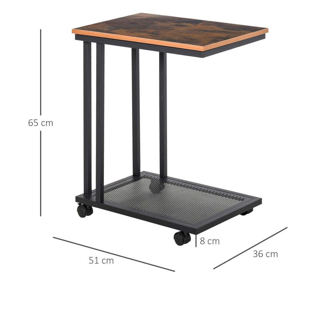 Tavolino con rotelle ¨C zephmum ¨C nero legno noce 51x36x65 cm