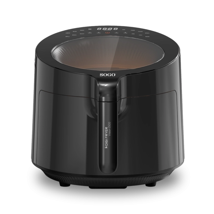 Friggitrice ad aria 5L 1500W con finestra trasparente, 12 programmi e temperatura 80-200°C, display touch - Sogo