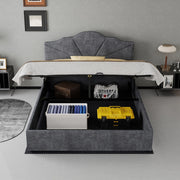 letto moderno in tessuto e metallo grigio 140 x 200 cm