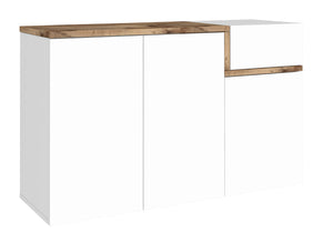 Scarpiera 3 Ante Battenti 1 Antina a Ribalta 120x40x80,1 cm Zet Bianco Lucido e Acero Pereira