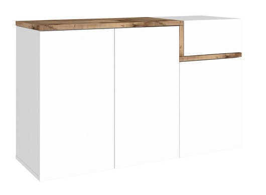 Scarpiera 3 Ante Battenti 1 Antina a Ribalta 120x40x80,1 cm Zet Bianco Lucido e Acero Pereira