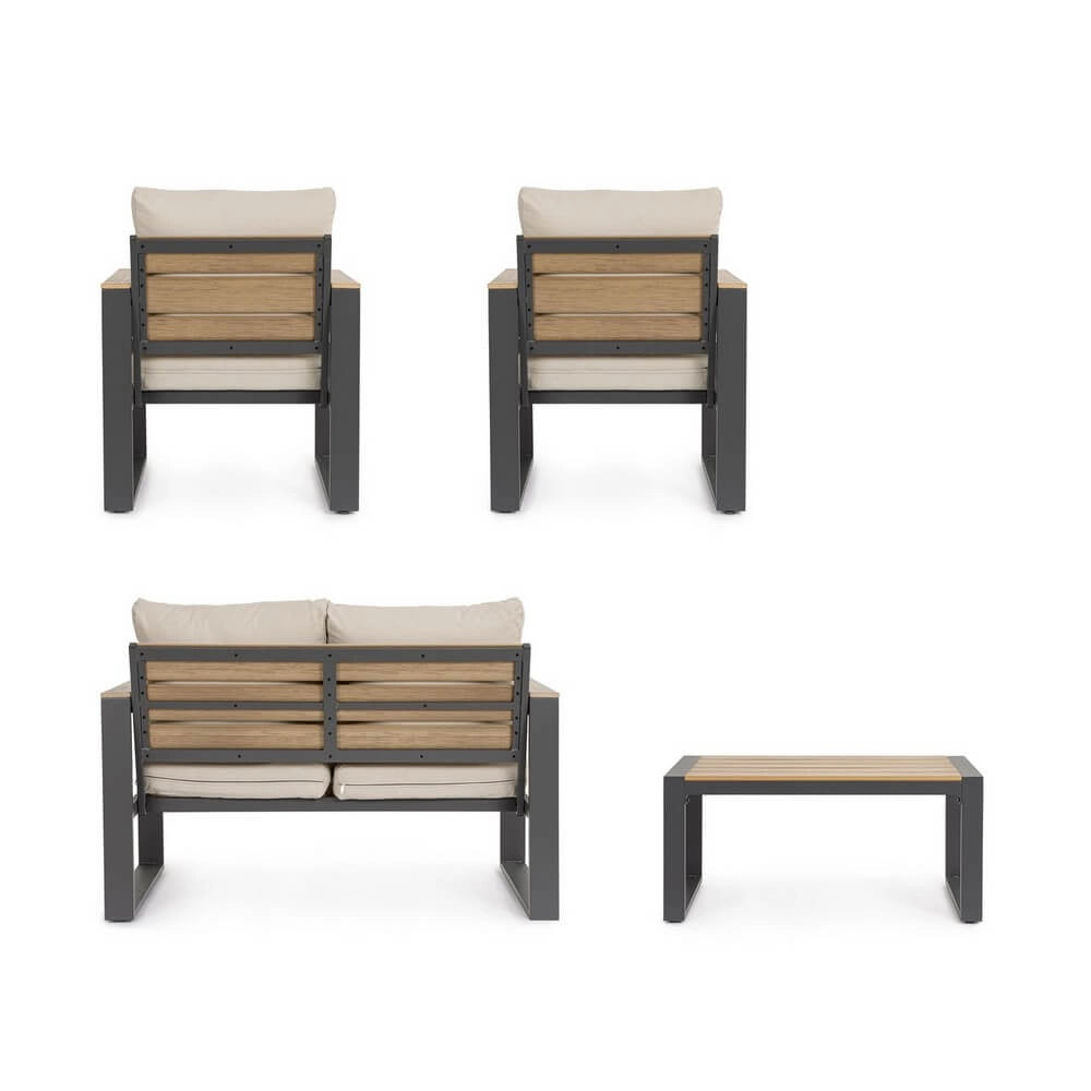 Set da 4 Salotto da Giardino in Alluminio con Cuscini e Tavolino - TALVION