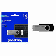Trade Shop - Pendrive Chiavetta Usb Uts2 16 Gb Usb 2.0 Tipo A Girevole Nero Argento Uts2-16gb -