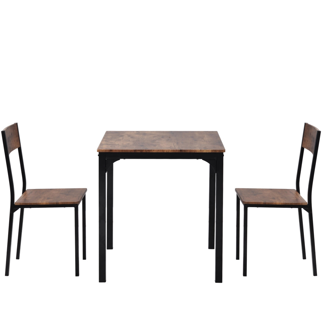 Set da pranzo con tavolo e 2 sedie, design salvaspazio, colore marrone