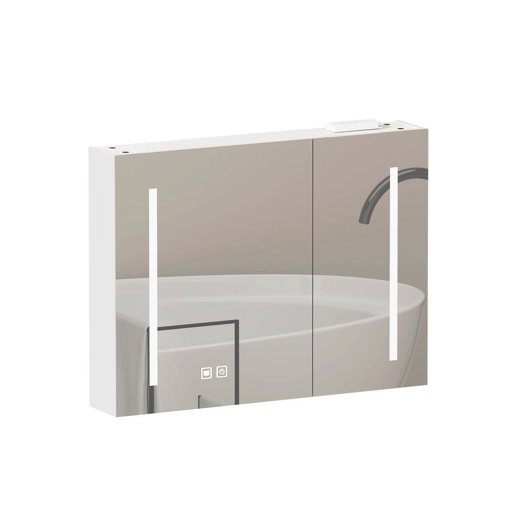 Armadietto Specchio con LED ¨C Xylo ¨C Bagno, Bianco, 80 cm