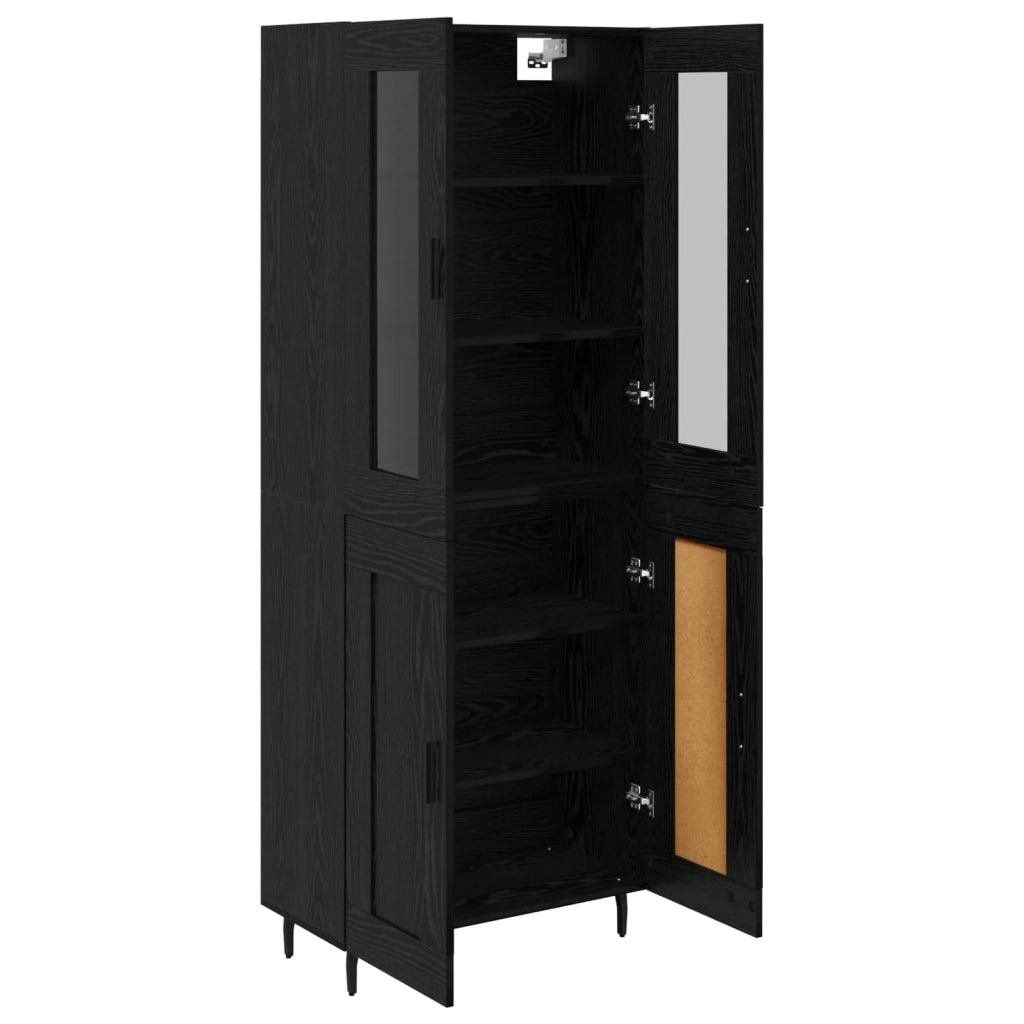 Credenza 2 pz | Madia | Buffet da pranzo | Armadio da pranzo Rovere Nero Legno multistrato
