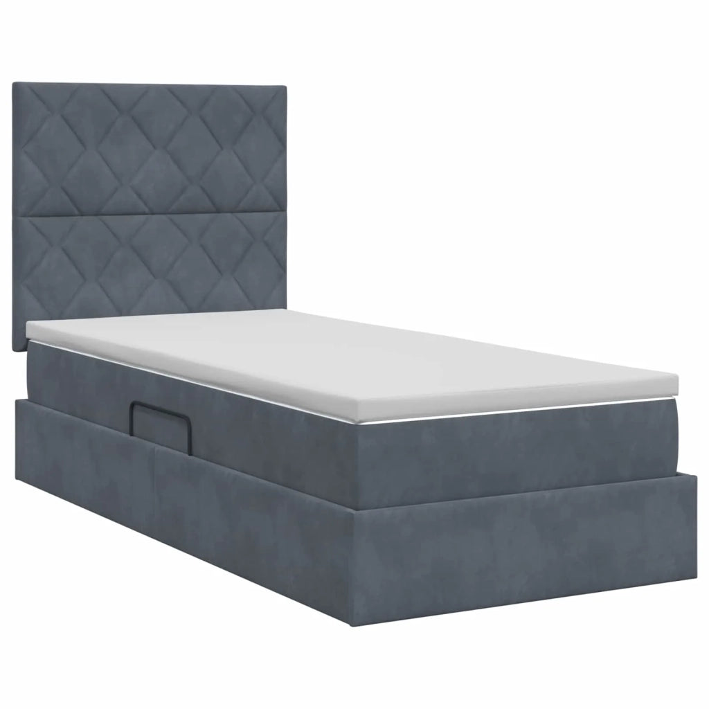 Letto con contenitore e materasso Grigio Scuro 90 x 200 cm 3459724