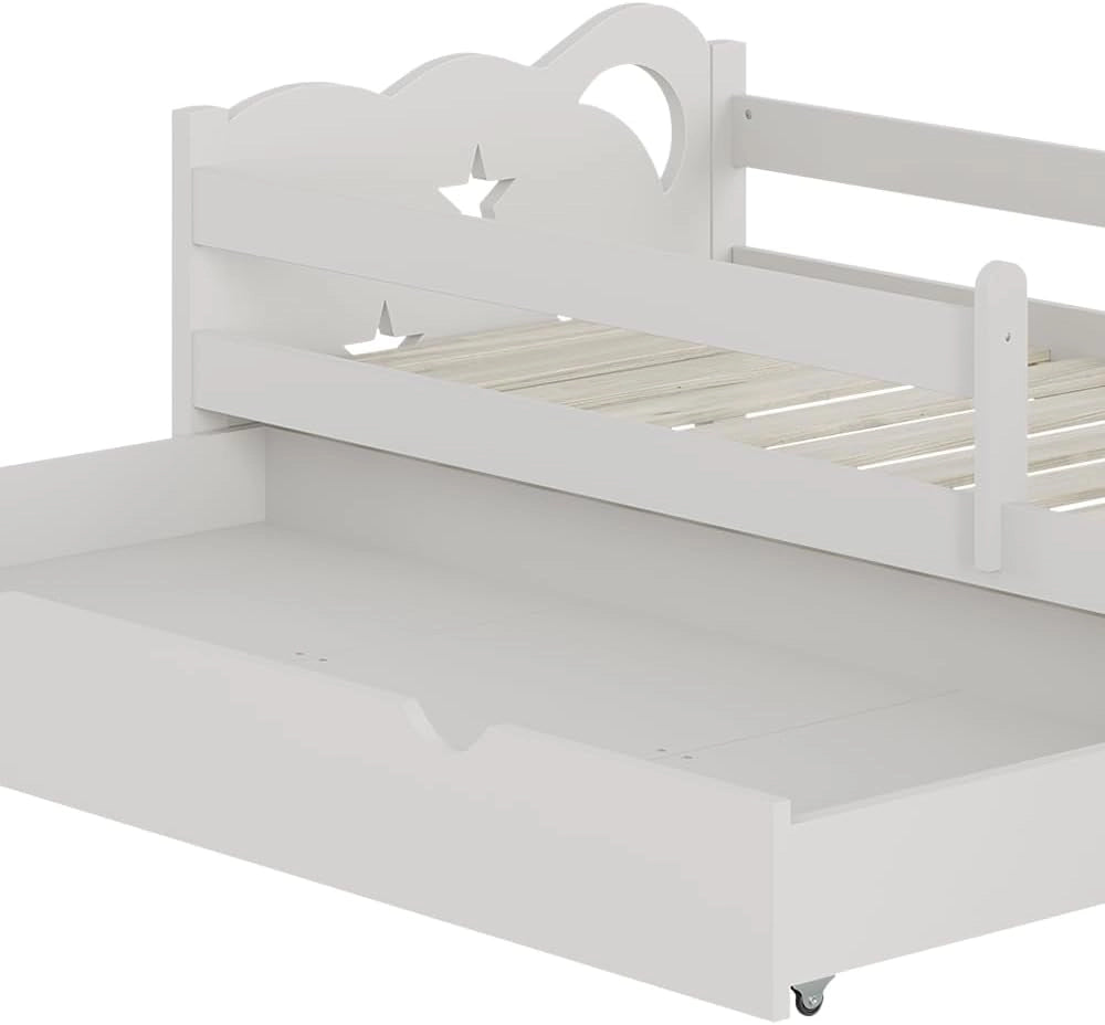Letto per bambini Jessica, Bianco, 80x160 cm con cassetto, senza materasso, estendibile come letto per ragazzi, combinabile con la serie Jessica