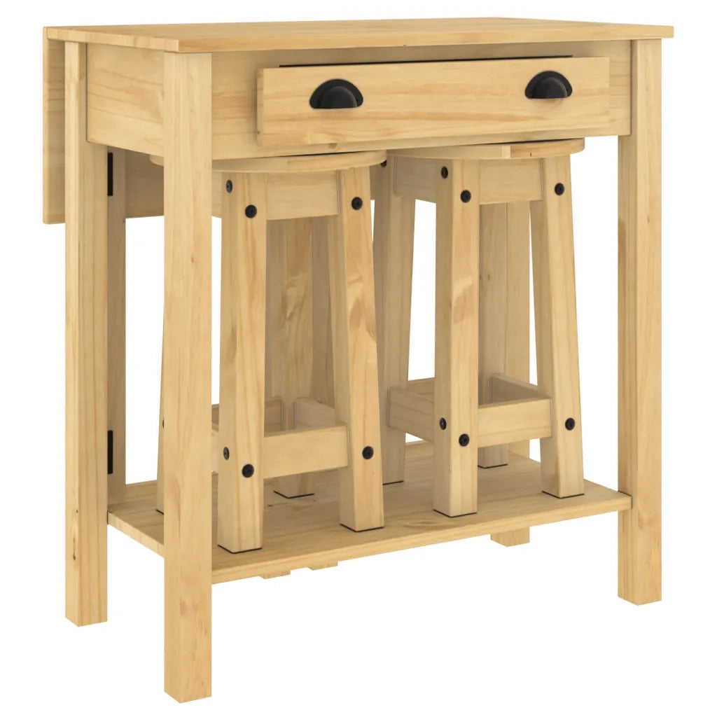 vidaXL Set da Bar 3 pz in Legno Massello di Pino