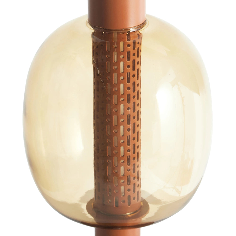 Lampada da tavolo a LED in alluminio con paralume in vetro marrone senza fili stile moderno