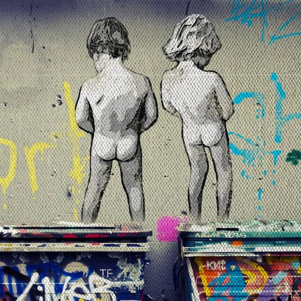 Pissing -  Quadro Canvas Contemporaneo su telaio in legno Misura: 100x70 cm