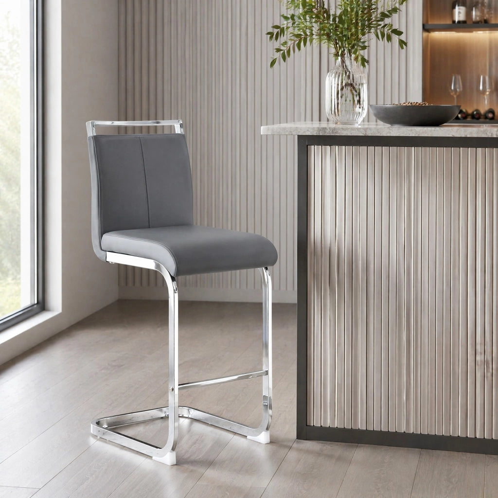 SGABELLO DA BAR Set da 2 pezzi 96,5 cm Grigio Scuro in PU e metallo
