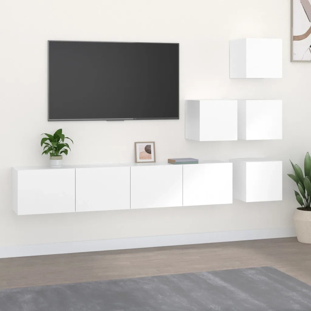 Mobile Porta TV a Parete Bianco in Legno Multistrato 3114574