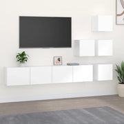 Mobile Porta TV a Parete Bianco in Legno Multistrato 3114574
