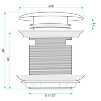 Tappo Vasca Senza Troppo Pieno Click-clack Rea Black 6cm