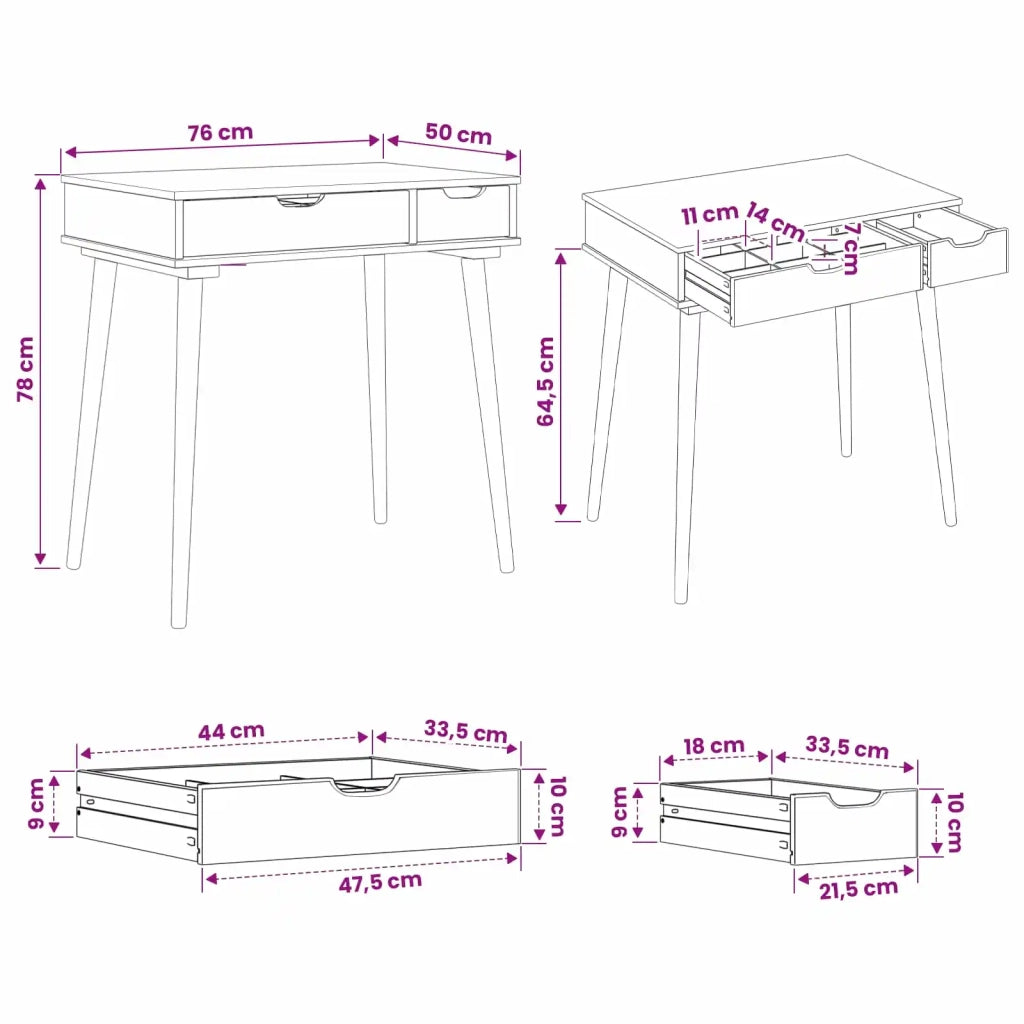 Tavolo da Trucco FAUSKE Bianco 76 x 50 x 78 cm 42040686