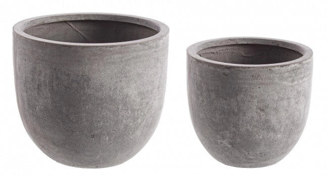 Set 2 Vasi Cement Basso Grigio