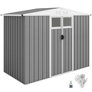 Capanno da Giardino in Acciaio Zincato ¨C zephmum ¨C Grigio Chiaro 246x117x180 cm
