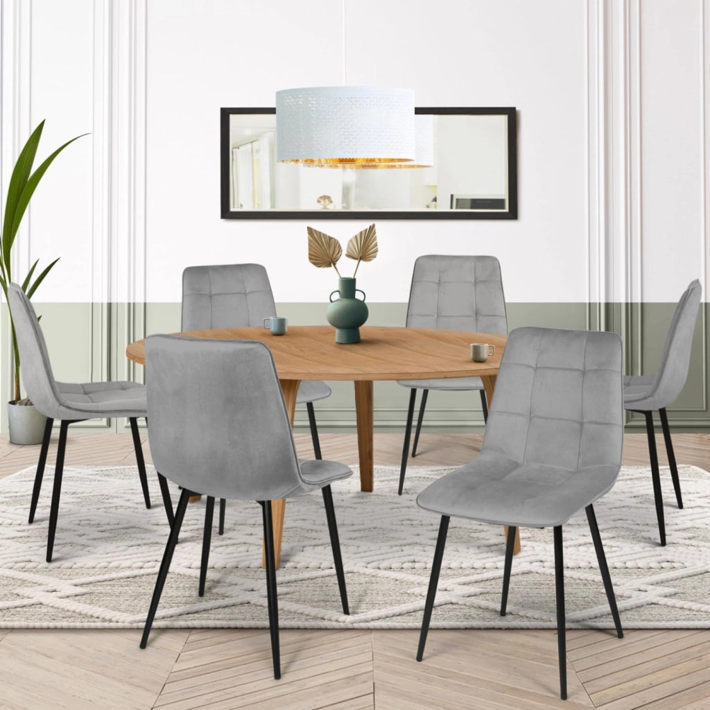 Set di 6 sedie da pranzo in velluto grigio chiaro MILA