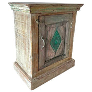 Comodino in legno con finitura artigianale marrone 49x29x62h cm