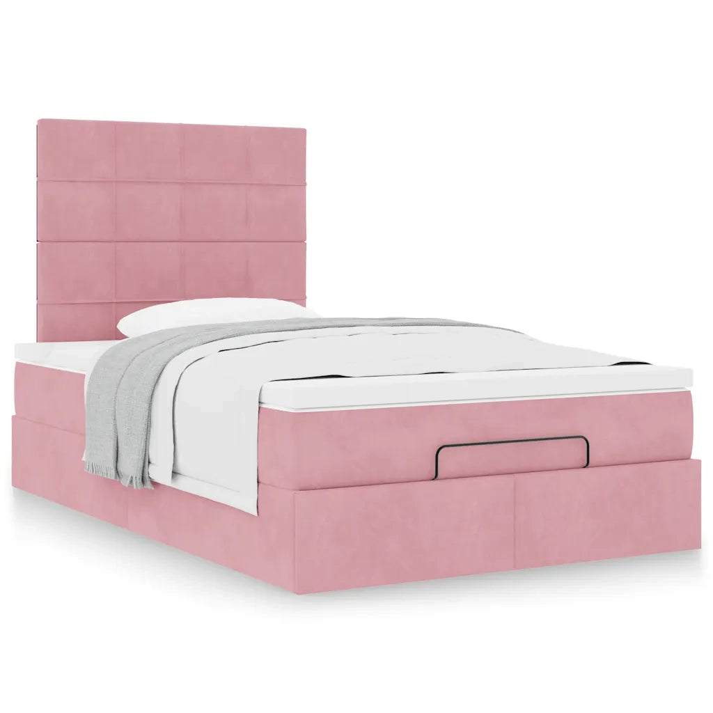 Struttura Letto Pouf con Materassi Rosa 120x190 cm Velluto 3313462