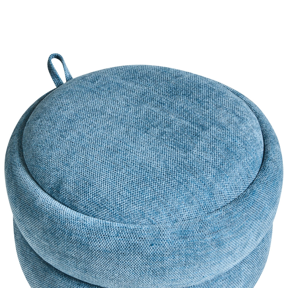 Pouf in ciniglia blu 40 x 41 cm con sgabello portaoggetti Design moderno