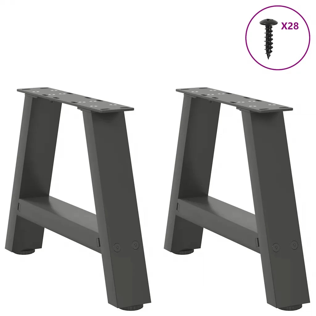 Gambe per Tavolino da CaffÃ¨ a Forma di A 2 pz Antracite 50x(30-31) cm Acciaio