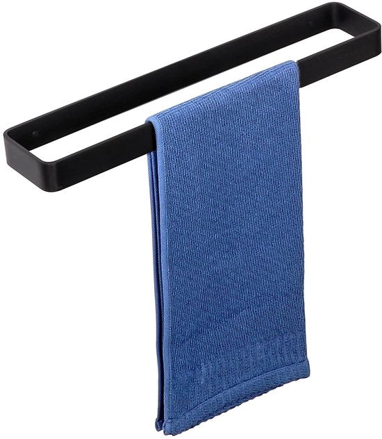 Handdoekhouder senza fori nera senza fori Handdoekhouder autoadesiva Nera handdoekhouder da parete in alluminio per bagno e cucina 40CM, EGYS24030-400-3M-B