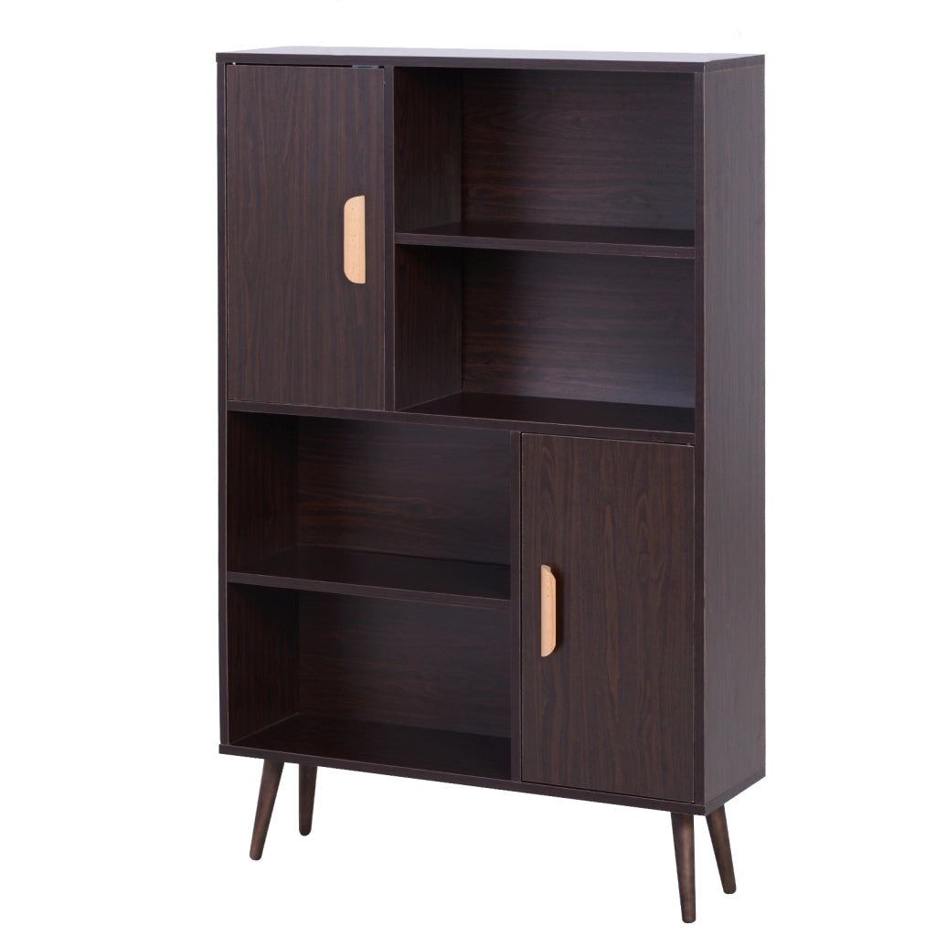 Libreria con ante e ripiani ¨C Zephmum ¨C 80x24x123 cm in legno massello weng¨¦