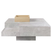 Tavolino da caffè con box contenitore estraibile; per soggiorno; in pannello di particelle; grigio; 72 × 72 × 30 cm