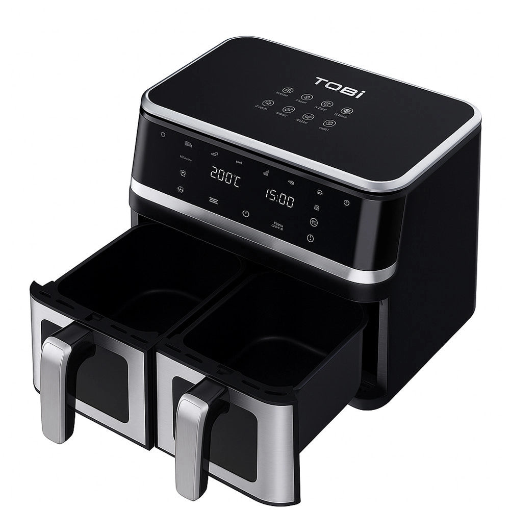 Trade Shop - Friggitrice Ad Aria A Doppio Cestello Indipendenti 15lt 2400w Touch Led 8 Programmi Tb-963 -