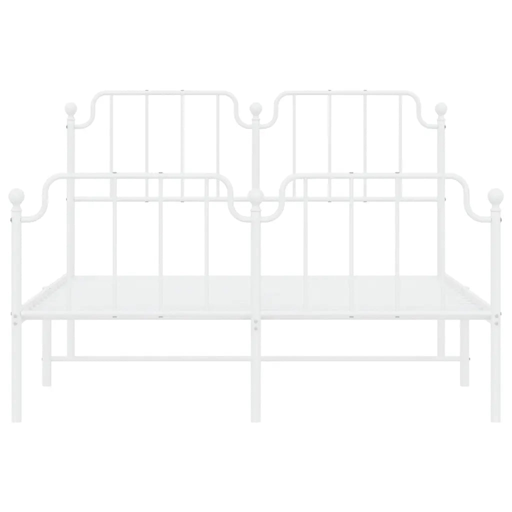 Giroletto con Testiera e Pediera Metallo Bianco 135x190 cm 373953