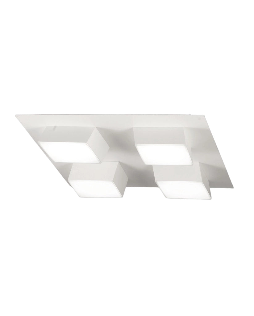 Lucas Plafoniera LED Quadrata 48W 4160lm 3000K Bianco - Struttura in Metallo e Metacrilato Dimmerabile a Taglio di Fase, Design Moderno IP20