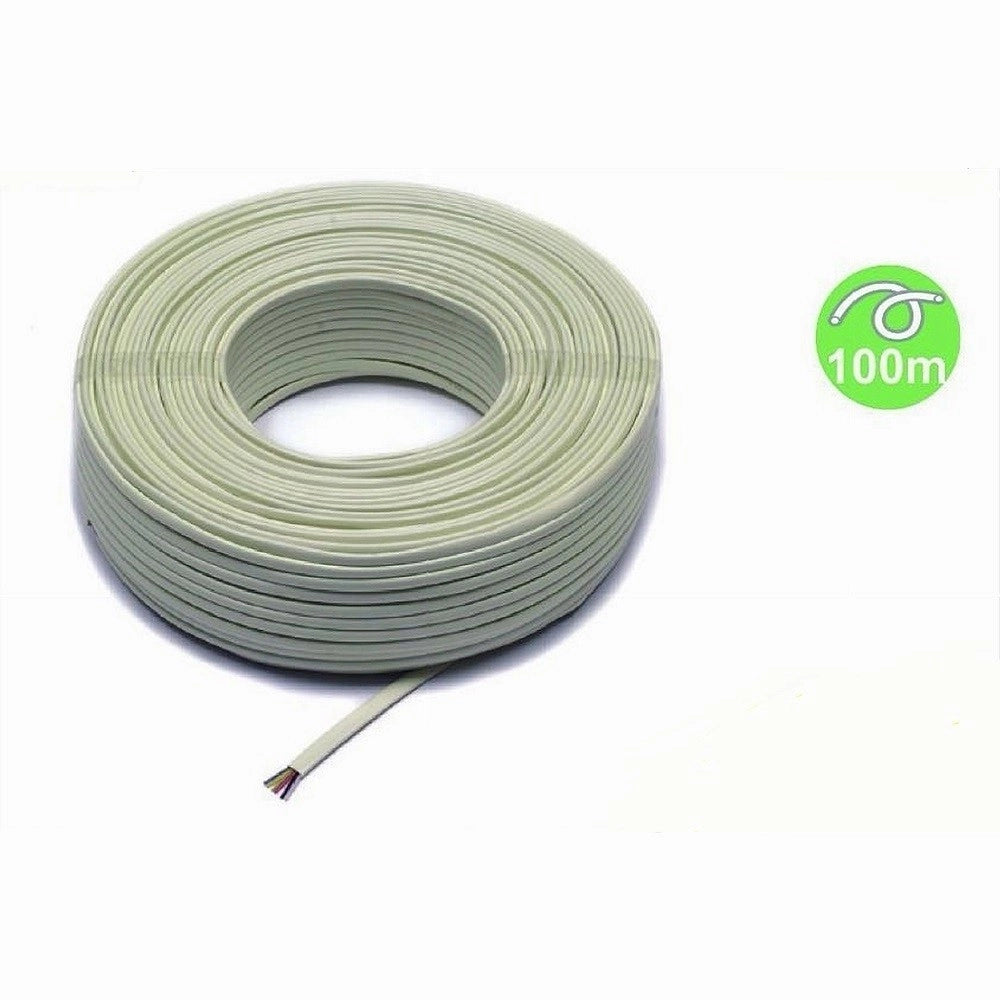 Trade Shop - Matassa Da 100mt Cavo Telefonico 4c Piatto Con Rivestimento Colore Avorio 31424 -
