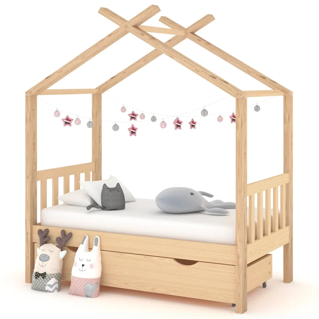 Giroletto per Bambini | Letto Infantile | Lettino con Cassetto Legno Massello Pino 70x140cm