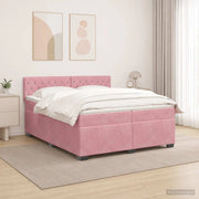 Letto con Box Spring, Materasso e LED Rosa 200 x 200 cm Velluto 3452245