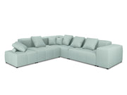 Cosmopolitan Design - Divano angolare modulare reversibile "Rome" 7 posti in tessuto strutturato menta 